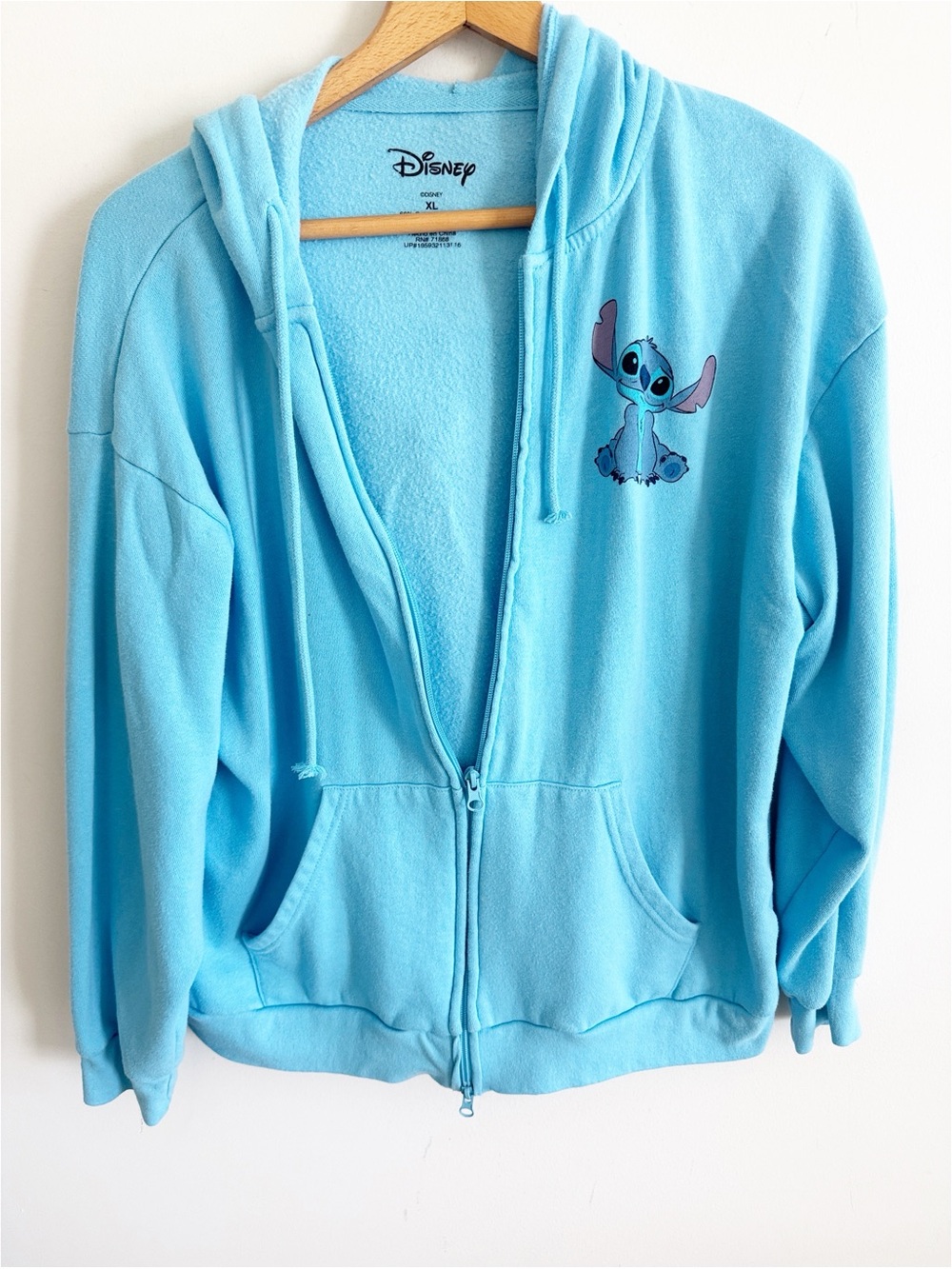 Disney stitch blue zip up hoodie sweatshirt jacket size XL